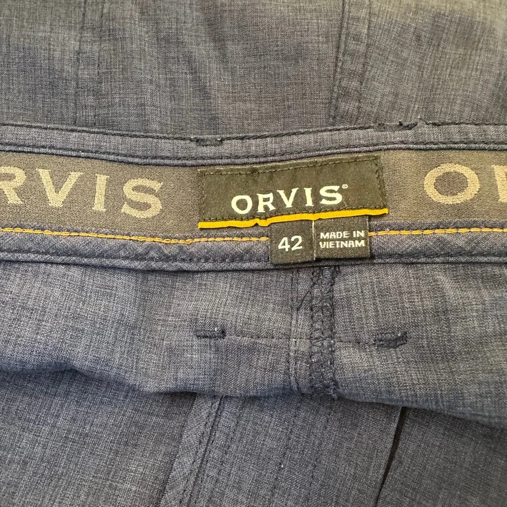 Orvis Mens Performance Shorts Navy‎ Blue Heathered Flat Front Size 42